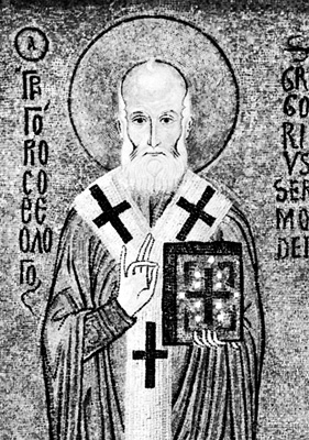 Ο Άγιος Γρηγόριος ο Θεολόγος (ψηφιδωτό του 12ου αιώνα). Παλέρμο, Capella Palatina.