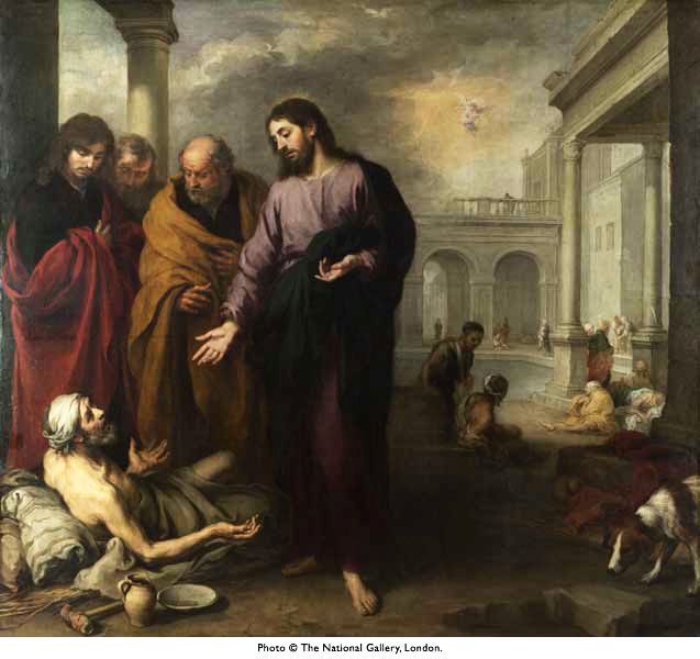 Ο Ιησούς θεραπεύει τον παράλυτο στην κολυμβήθρα της Βηθεσδά. Πίνακας του Bartolomé Esteban Murillo (1667-70).