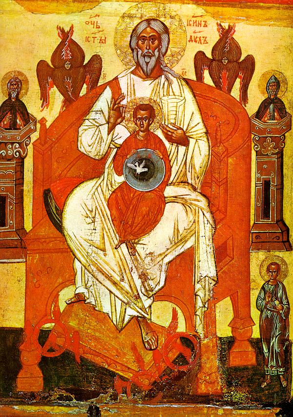 Η Αγία Τριάδα. Ρωσική εικόνα των τελών του 14ου αιώνα από το Νόβγκοροντ.