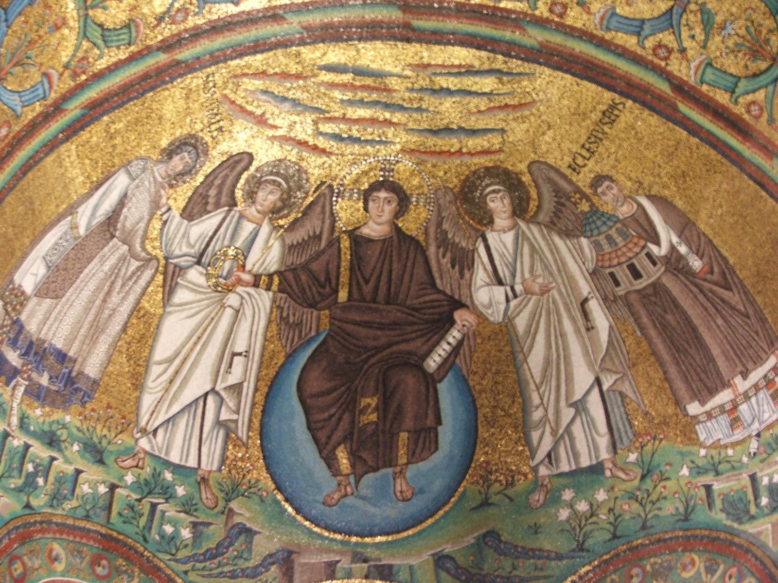 Ο Χριστός στεφανώνει τον άγιο Βιτάλιο στον παράδεισο. Ψηφιδωτό πάνω από το ιερό στην εκκλησία του Αγίου Βιταλίου στην Ραβέννα (6ος αιώνας).