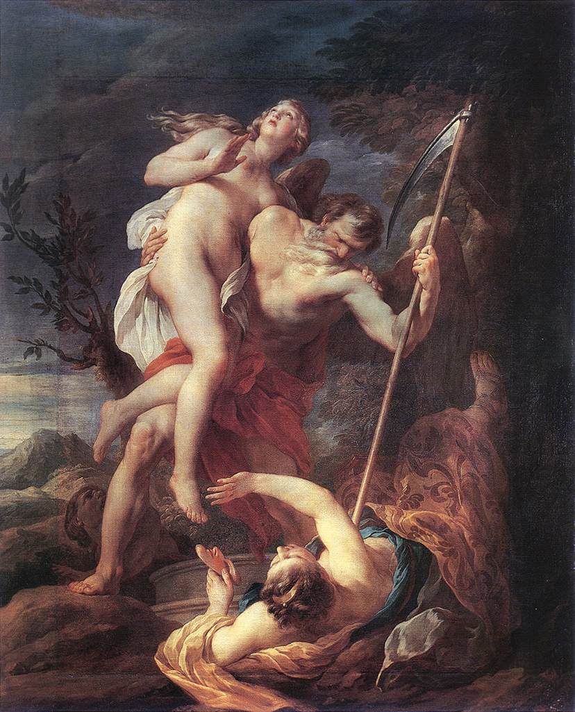 Ο Χρόνος σώζει την Αλήθεια από τον Φθόνο και την Ψέμμα. Έργο του Γάλλου ζωγράφου  Francois Lemoyne, 1737 