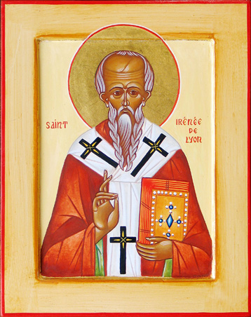 A modern-day Byzantine Orthodox icon of St Irenaeus.