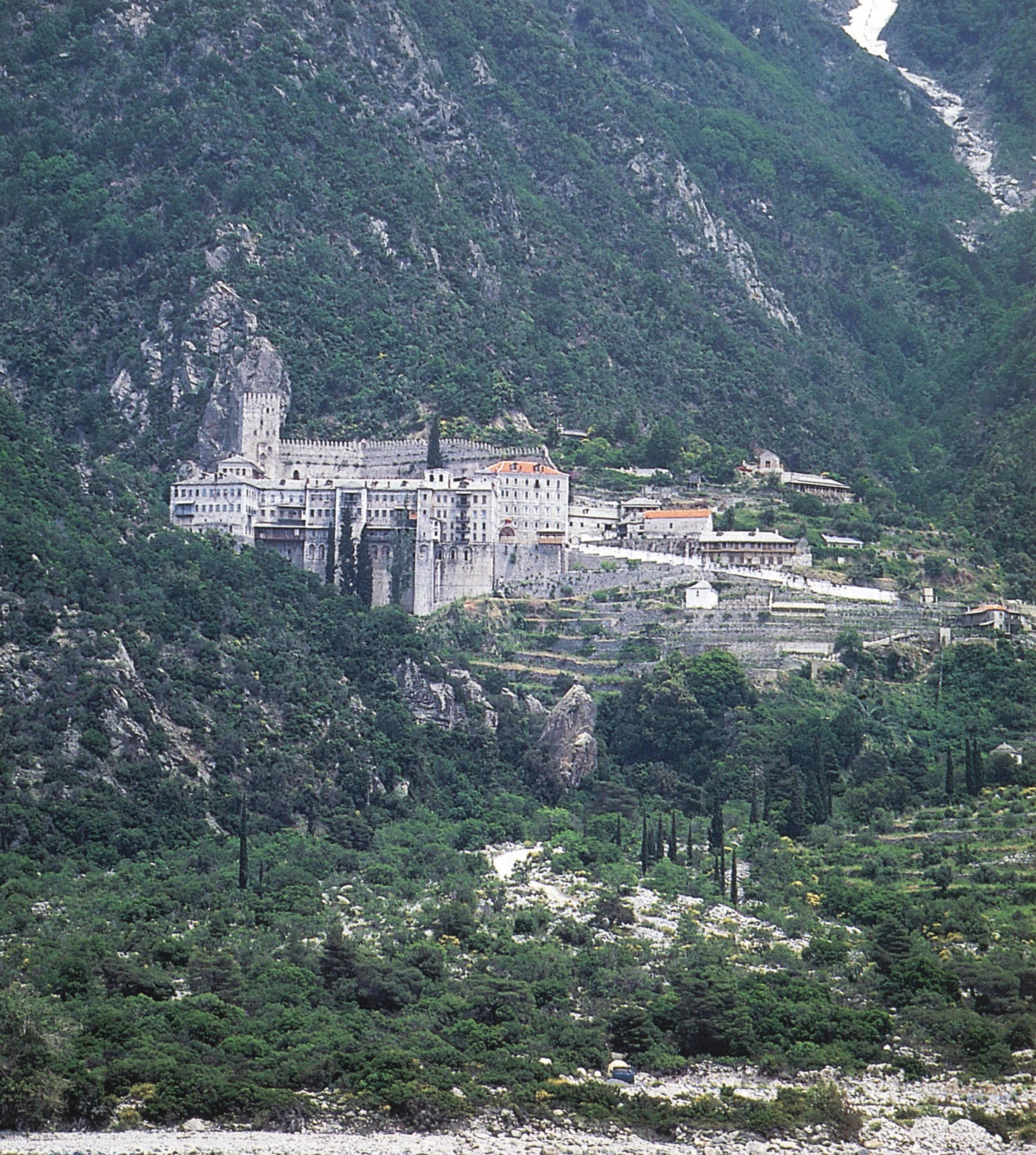 Ιερα Μονή Αγίου Παύλου. Εξωτερική άποψη. Holy Monastery of Agiou Pavlou (St Paul). External view.