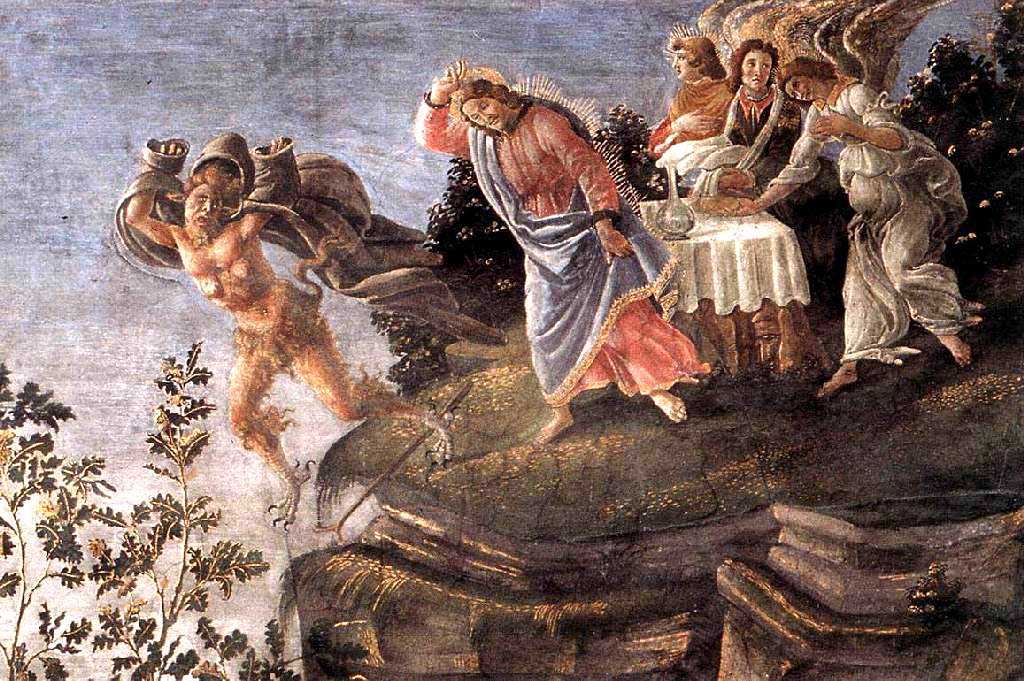 The Temptation of Christ. Fresco  of Boticelli in Capella Sistina, Vatican 1481-5