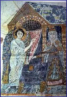 Ο ευαγγελισμός του Ζαχαρία. Μικρογραφία από αρχαίο αρμενικό χειρόγραφο.