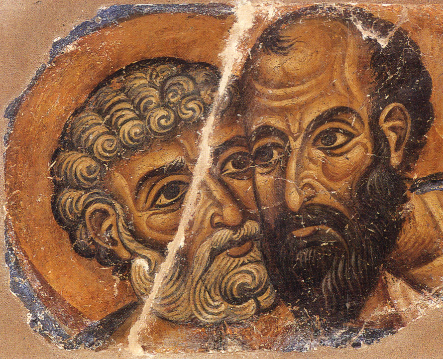 Οι Άγιοι Απόστολοι Πέτρος και Πάυλος. Τοιχογραφία Ι.Μ.Μ. Βατοπαιδίου