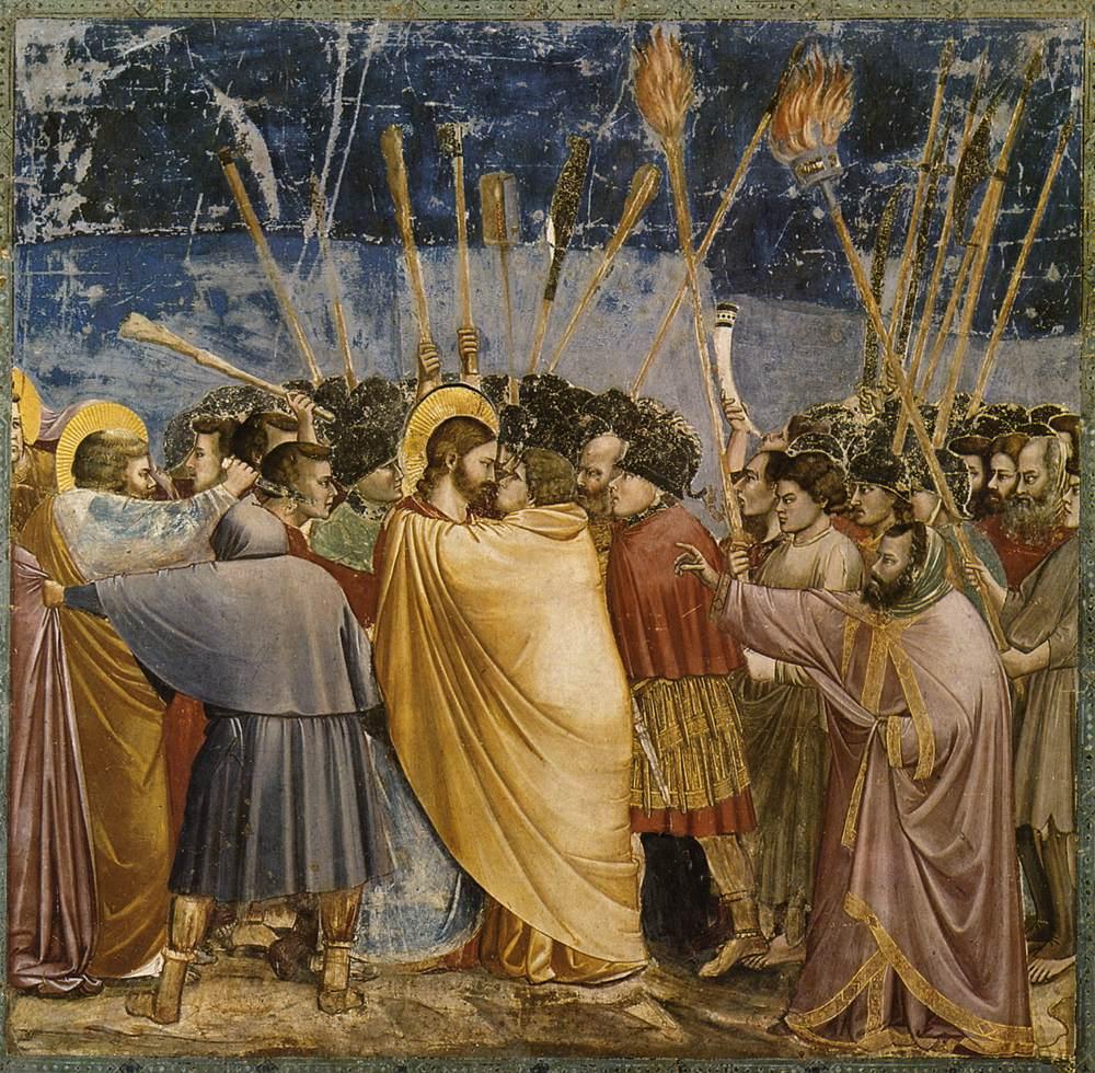 Giotto_di_Bondone_-_No__31_Scenes_from_the_Life_of_Christ_-_15__The_Arrest_of_Christ_Kiss_of_Judas_-_WGA09216