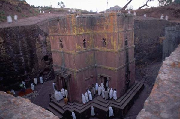 Worshipers at St. George's Church in Lalibela