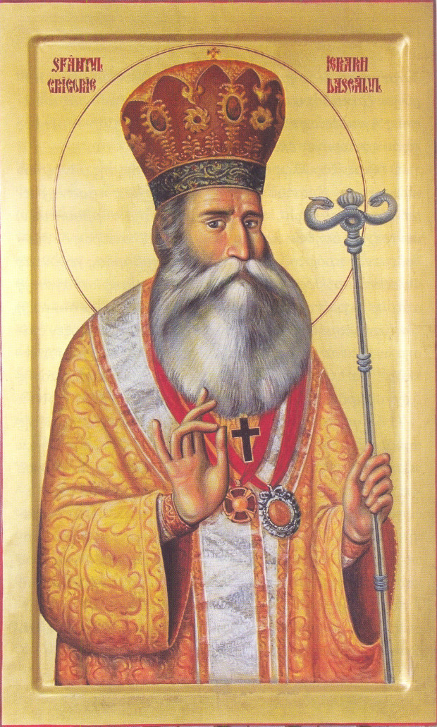 Ο βατοπαιδινός άγιος Γρηγόριος ο Διδάσκαλος. Σύγχρονη ρουμανική φορητή εικόνα.