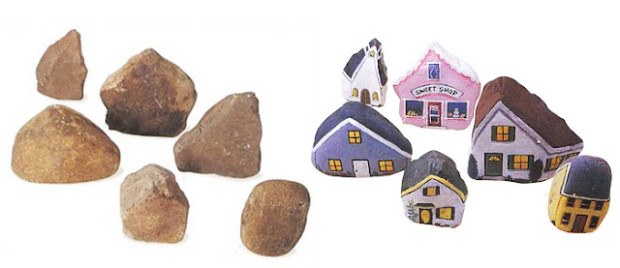 3 painted houses on rocks 2