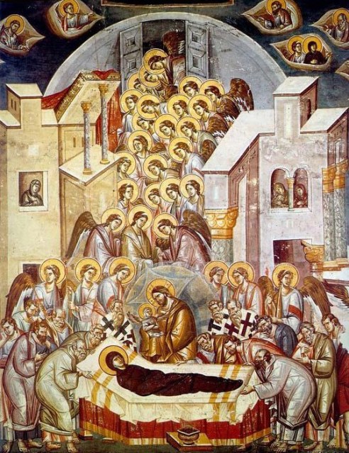 Η Κοίμηση της Θεοτόκου Τοιχογραφία των Μιχαήλ Αστραπά και Ευτύχιου στην εκκλησία του Αγ. Κλήμεντος Αχρίδας