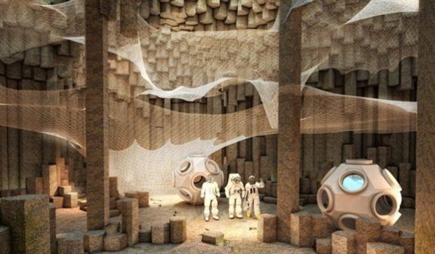 Σε μια τέτοια υπόγεια σπηλιά φαντάζονται οι Γερμανοί αρχιτέκτονες ότι μπορούν να διαμείνουν οι άνθρωποι στον Αρη. credit: ZA Architects