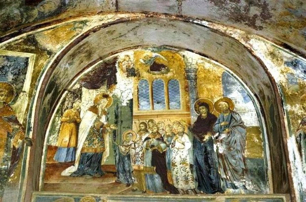 Τοιχογραφία στην Πύλη της Ιεράς Μονής Χιλιανδαρίου