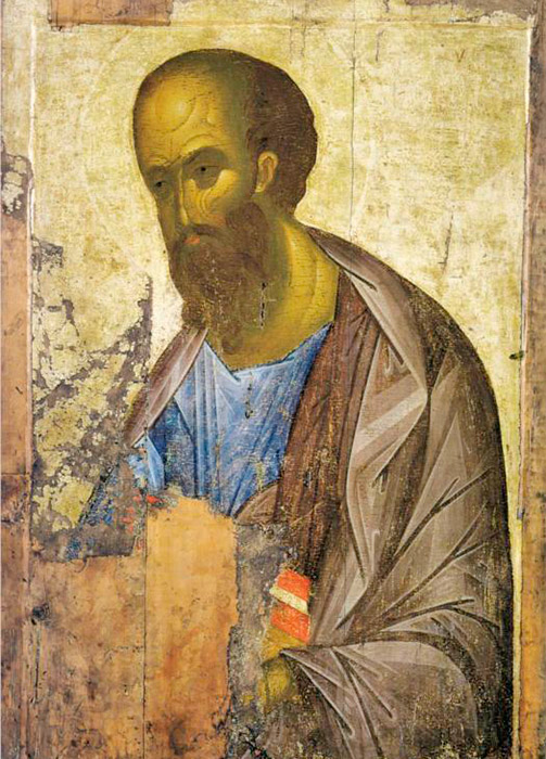 Οι ερευνητές αποδίδουν στον Ριουμπλιώφ και τα Δώδεκα Ευαγγέλια, στις τοιχογραφίες του καθεδρικού ναού της Κοιμήσεως της Θεοτόκου στο Γκόντοροκ του Ζβενίγκοροντ (γύρω στα 1400 μ.Χ), και τις εικόνες της Δέησης του Ζβενίγκοροντ (αρχές 15ου αιώνα). Η λεγόμενη Δέηση του Ζβενίγκοροντ είναι μία από τις πιο όμορφες συλλογές εικόνων της αρχαίας ρωσικής ζωγραφικής. Η Δέηση αποτελείται από τρεις εικόνες του Σωτήρα, του Αρχαγγέλου Μιχαήλ, και του Αποστόλου Παύλου. / Ο Απόστολος Παύλος, 1410.