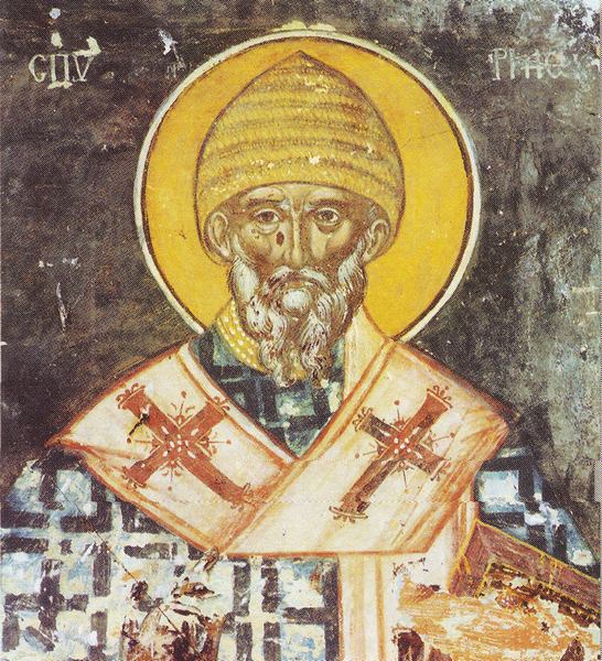 Άγιος Σπυρίδων ο Θαυματουργός, επίσκοπος Τριμυθούντος Κύπρου - Τέλη 15ου αι. μ.Χ. Καρουσάδες, ναός Αγίας Αικατερίνης. Νότιος τοίχος.
