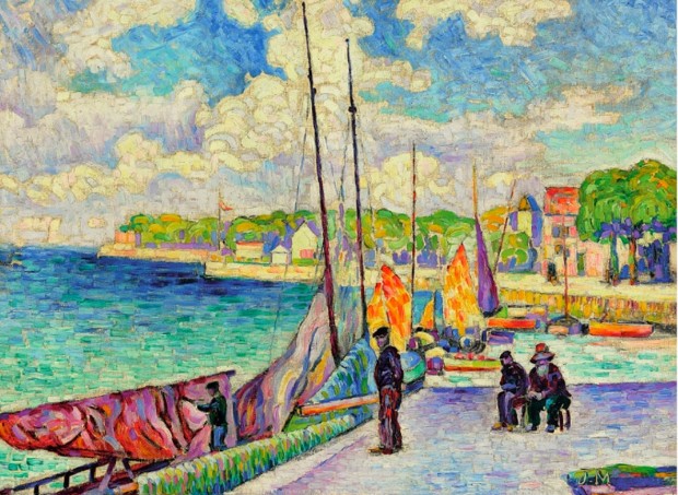 Jean Metzinger, 1906, Petit port, pecheurs et bateaux au quai, oil on canvas, 54 x 73 cm, private collection