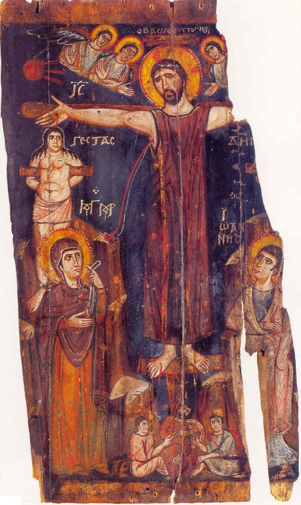 Σπάνια εικόνα της Σταύρωσης (8ος αιώνας). Ιερά Μονή Θεοβαδίστου Όρους Σινά, Αγίας Αικατερίνης.