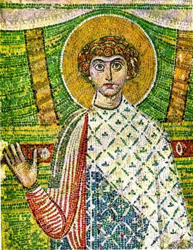 Άγιος Δημήτριος ο Μυροβλήτης, ψηφιδωτό στον ομώνυμο ναό της Θεσσαλονίκης, Ζ΄ αιών. 