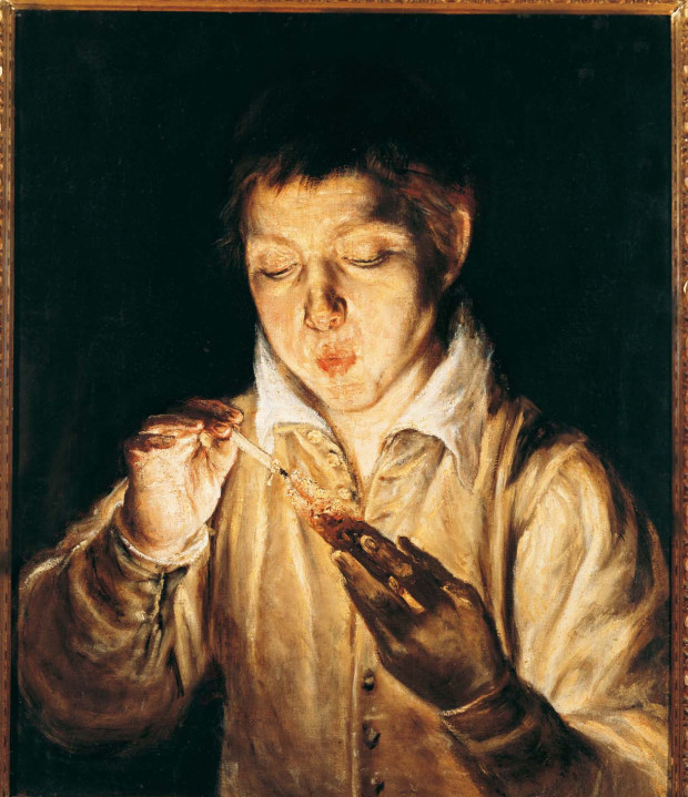 (Γκρέκο, Παιδί που φυσάει κερί, 1570-72, λάδι σε μουσαμά, Νεάπολη, Museo Nazionale di Capodimonte)