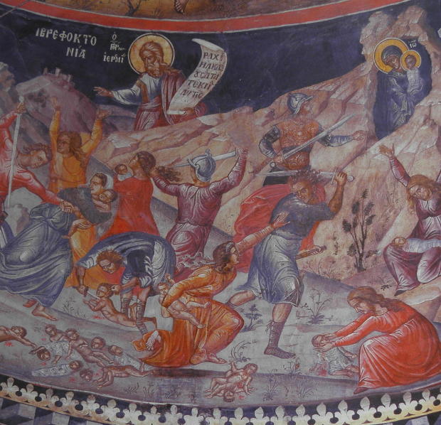  Η βρεφοκτονία του Ηρώδη (τμήμα) - Ιερά Μονή Μεγίστης Λαύρας, Τοιχογραφία Καθολικού