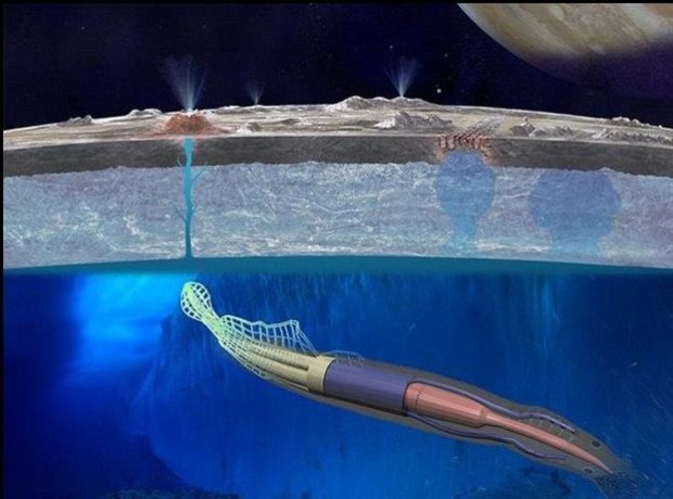 Το σχέδιο του ρομποτικού καλαμαριού που ίσως σε λίγα χρόνια βουτήξει στον υπόγειο ωκεανό της Ευρώπης για να τον εξερευνήσει Credit: (NASA/Cornell University)
