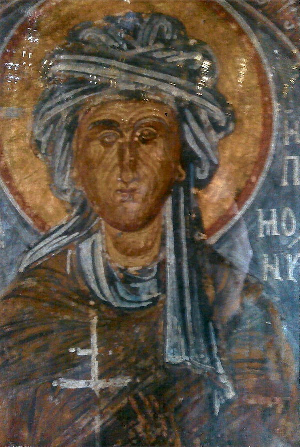  Βυζαντινή αγιογραφία της Αγίας Υπομονής στο σπήλαιο του Οσίου Παταπίου