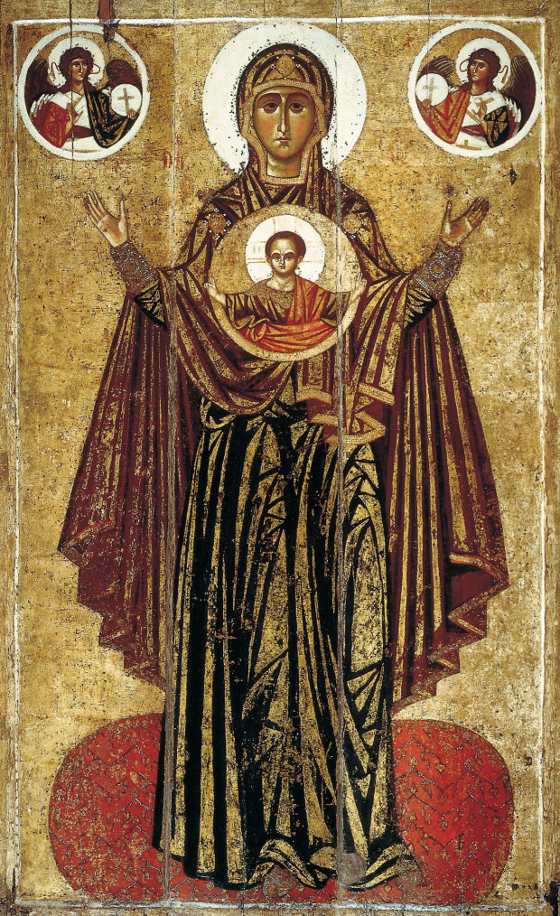  «Θεοτόκος Δεομένη», ρωσική εικόνα του 13ου αιώνα μ.Χ., με πρότυπο την περίφημη εικόνα της Παναγίας των Βλαχερνών